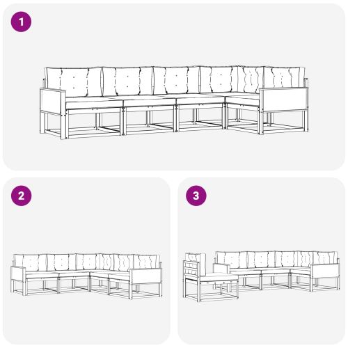 Комплект дивани за открито 5 pcs Натурален и Антрацит