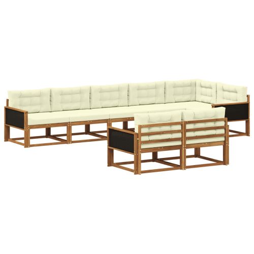 Комплект дивани за открито 8 pcs Натурален и Крема