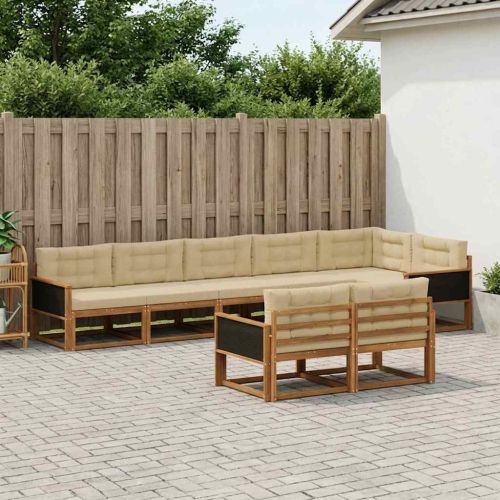 Комплект дивани за открито 8 pcs Натурален и Бежов