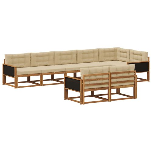 Комплект дивани за открито 8 pcs Натурален и Бежов