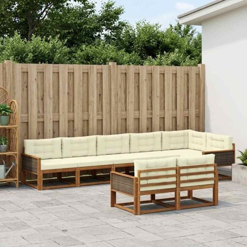 Комплект дивани за открито 8 pcs Натурален и Крема
