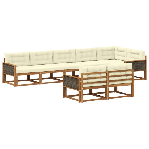 Комплект дивани за открито 8 pcs Натурален и Крема