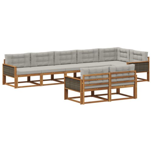 Комплект дивани за открито 8 pcs Естествено и светлосиво