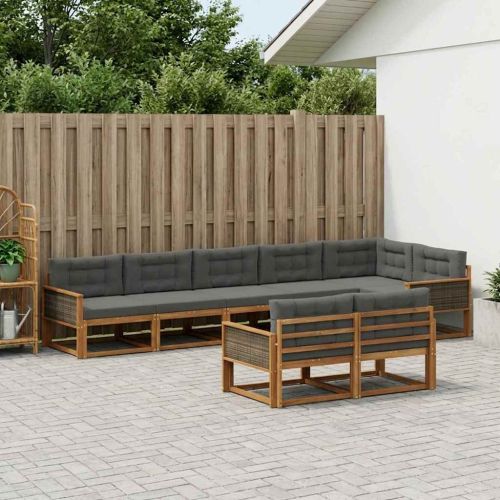 Комплект дивани за открито 8 pcs Натурален и Антрацит