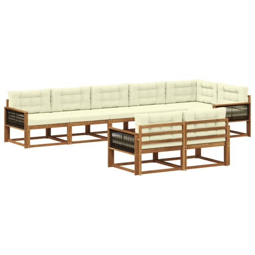 Комплект дивани за открито 8 pcs Натурален и Крема