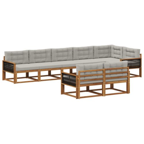 Комплект дивани за открито 8 pcs Естествено и светлосиво