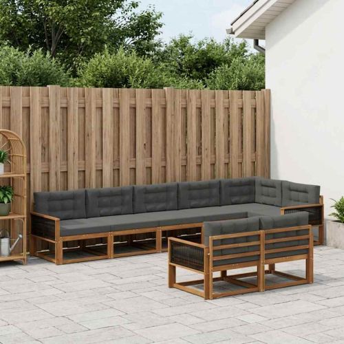 Комплект дивани за открито 8 pcs Натурален и Антрацит