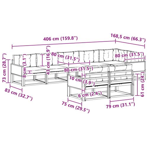 Комплект дивани за открито 8 pcs Натурален и Антрацит