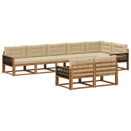 Комплект дивани за открито 8 pcs Натурален и Бежов