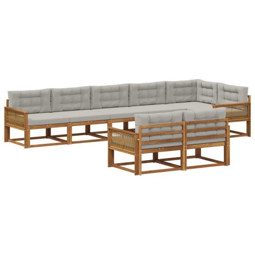 Комплект дивани за открито 8 pcs Естествено и светлосиво