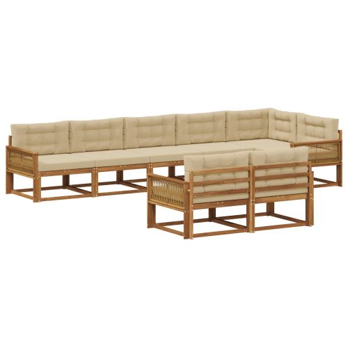 Комплект дивани за открито 8 pcs Натурален и Бежов
