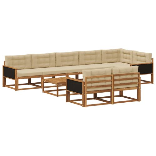 Комплект дивани за открито 9 pcs Натурален и Бежов