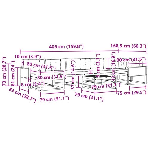 Комплект дивани за открито 8 pcs Натурално и светлосиво