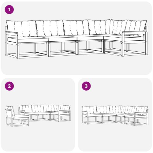 Комплект дивани за открито 5 pcs Бяло и светлосиво