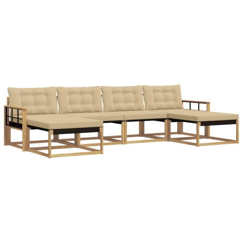 Комплект дивани за открито с възглавница 6 pcs Бяло и Бежово