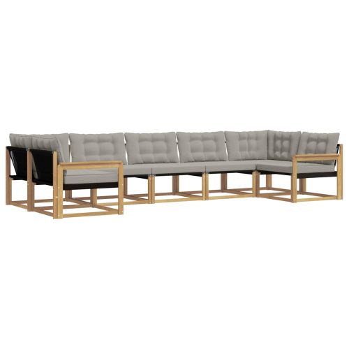 Комплект дивани за открито 7 pcs Бяло и светлосиво
