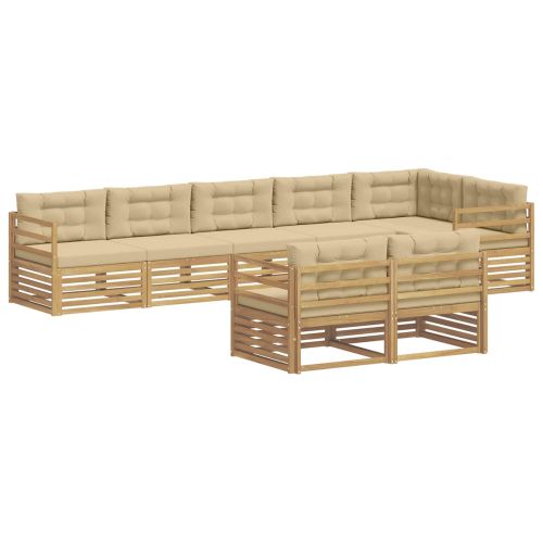 Комплект дивани за открито 8 pcs Бяло и Бежово Полиестер