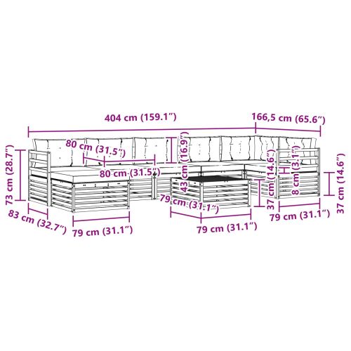Комплект дивани за открито с възглавница 8 pcs Бяло и антрацит