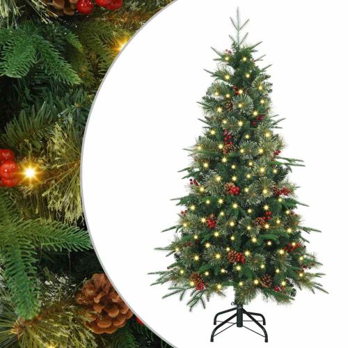 Изкуствено коледно дърво с хингед Зелен 120 cm PE и PVC