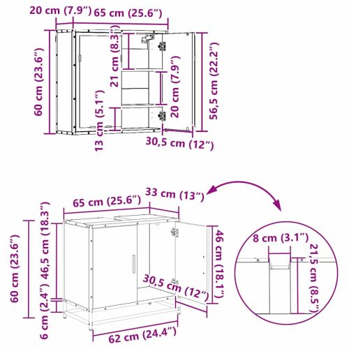 Комплект мебели за баня с рафт 3 pcs Черния дъб Инженерно дърво