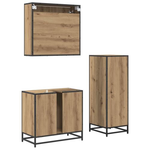 Комплект мебели за баня с чекмедже 3 pcs Дъб Инженерно дърво