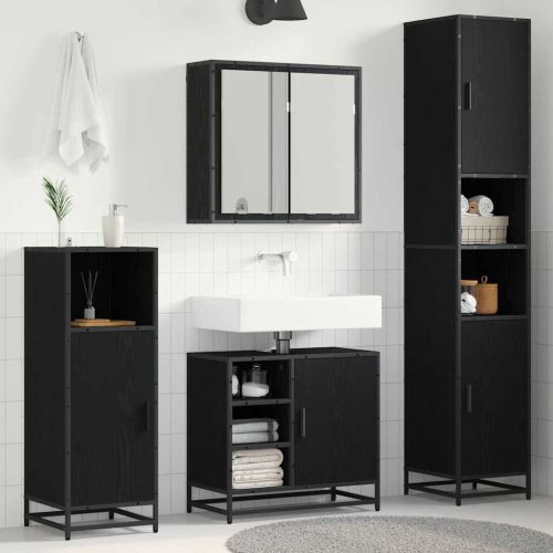 Комплект мебели за баня с рафт 3 pcs Черния дъб Инженерно дърво