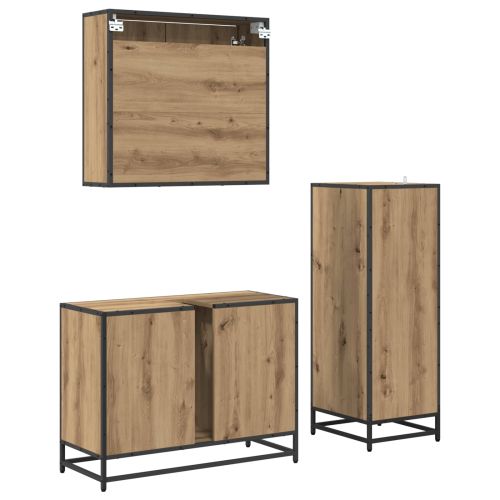 Комплект мебели за баня с чекмедже 3 pcs Дъб Инженерно дърво