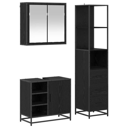 Комплект мебели за баня с рафт 3 pcs Черния дъб Инженерно дърво