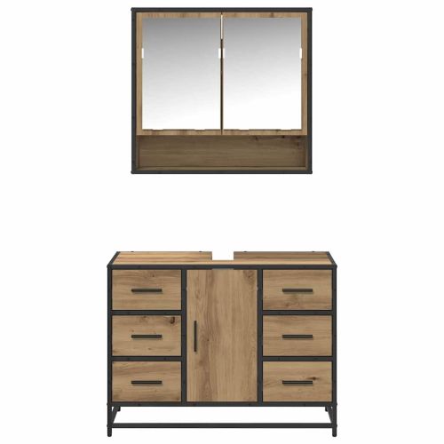 Комплект мебели за баня с чекмедже 2 pcs Дъб Инженерно дърво