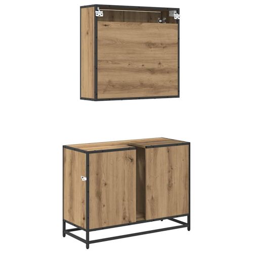Комплект мебели за баня с чекмедже 2 pcs Дъб Инженерно дърво