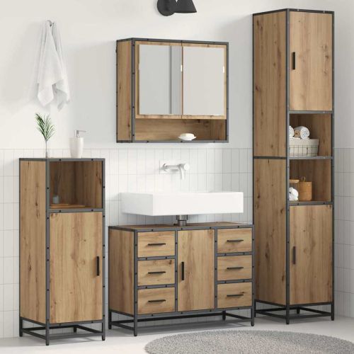 Комплект мебели за баня с чекмедже 4 pcs Дъб Инженерно дърво
