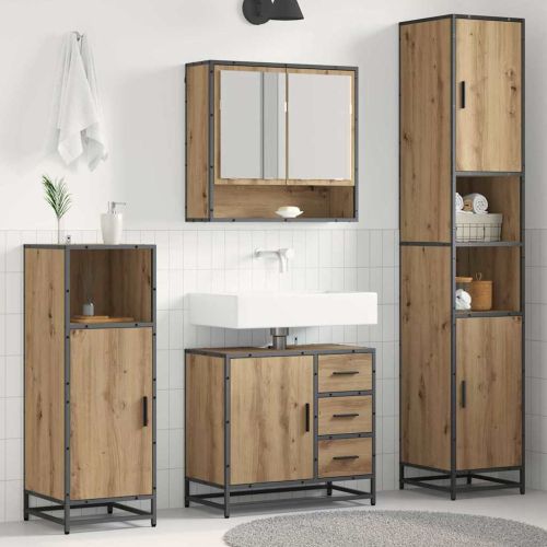 Комплект мебели за баня с чекмедже 4 pcs Дъб Инженерно дърво