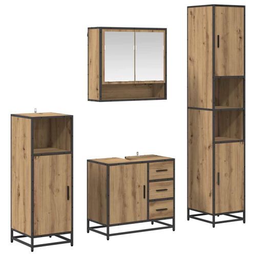 Комплект мебели за баня с чекмедже 4 pcs Дъб Инженерно дърво