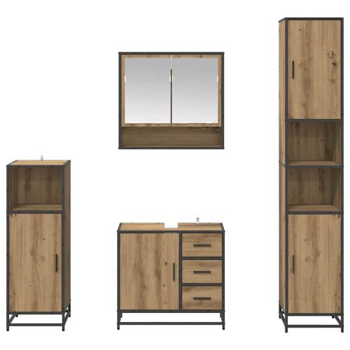 Комплект мебели за баня с чекмедже 4 pcs Дъб Инженерно дърво