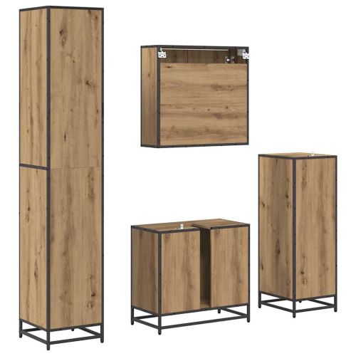 Комплект мебели за баня с чекмедже 4 pcs Дъб Инженерно дърво