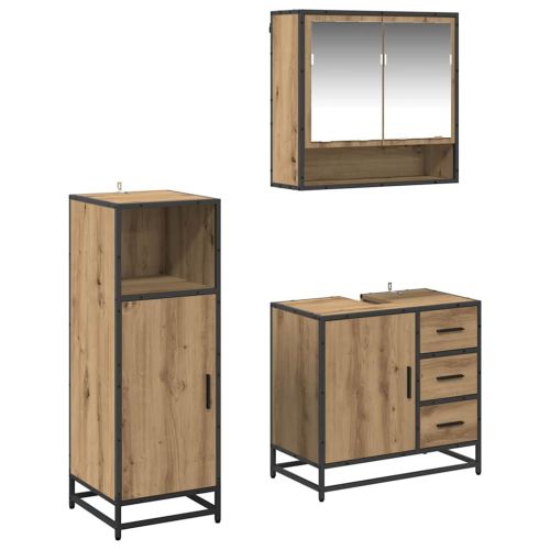 Комплект мебели за баня с чекмедже 3 pcs Дъб Инженерно дърво