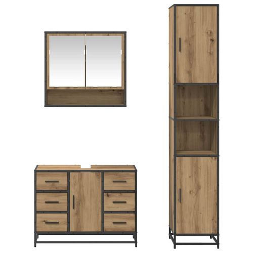 Комплект мебели за баня с чекмедже 3 pcs Дъб Инженерно дърво