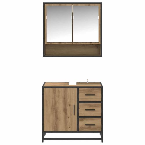 Комплект мебели за баня с чекмедже 2 pcs Дъб Инженерно дърво