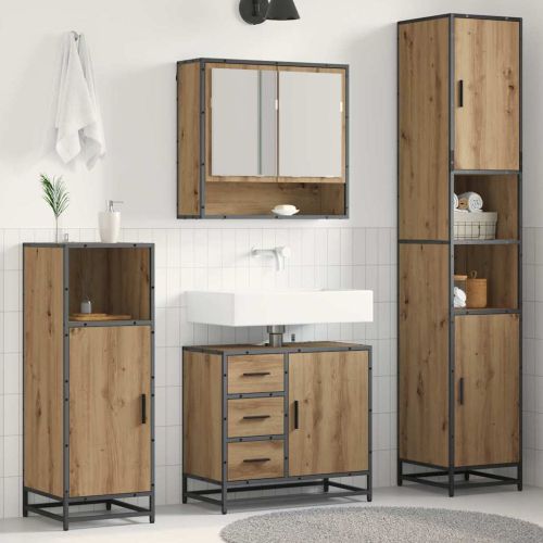 Комплект мебели за баня с чекмедже 3 pcs Дъб Инженерно дърво