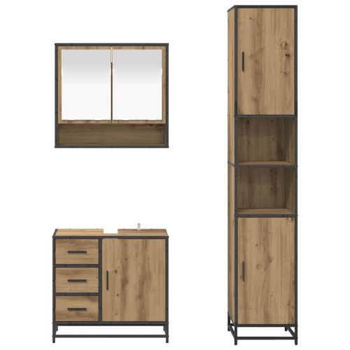 Комплект мебели за баня с чекмедже 3 pcs Дъб Инженерно дърво
