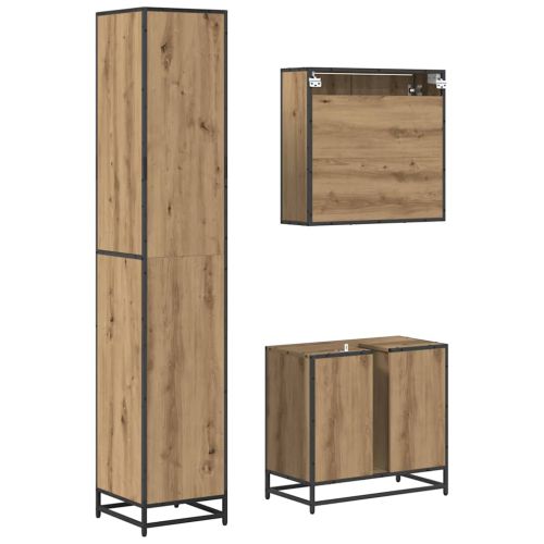 Комплект мебели за баня с чекмедже 3 pcs Дъб Инженерно дърво
