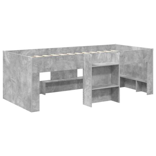 Легло за деца с висока рамка 2 pcs Бетонно сиво 90 x 200 cm