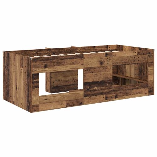 Легло за деца с висока рамка 2 pcs Старо дърво 90 x 200 cm