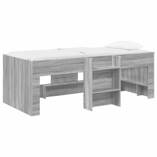Легло за деца с висока рамка 2 pcs Сив Сонома 98.5 x 200 см