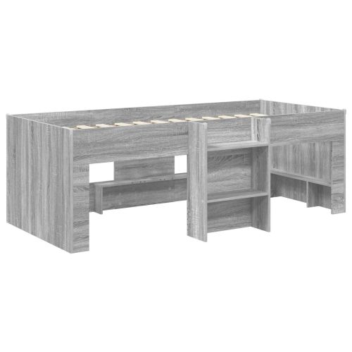 Легло за деца с висока рамка 2 pcs Сив Сонома 90 x 190 cm