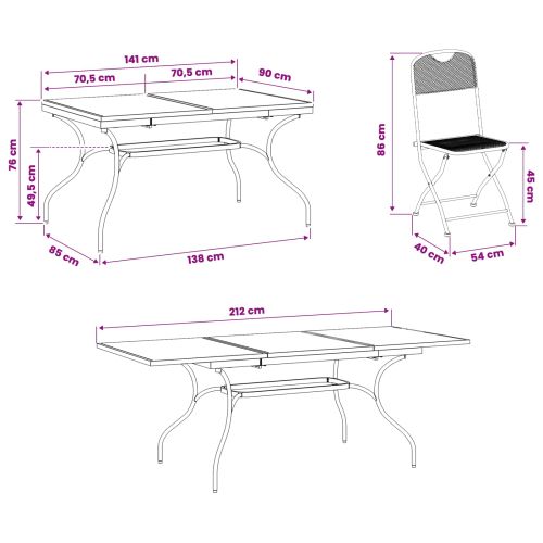 Комплект за хранене в градината 7 pcs Антрацит 212 х 90 х 76 см