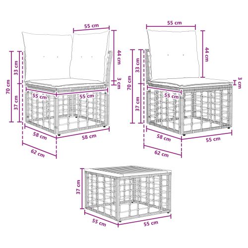 Комплект дивани за открито 5 pcs Естествено и кремаво бяло