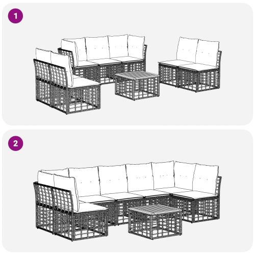 Комплект дивани за открито 8 pcs Естествено и кремаво бяло