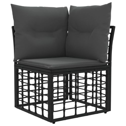 Комплект дивани за открито Черно Полиестер