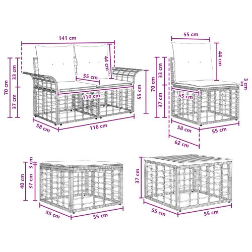 Комплект дивани за открито 12 pcs Естествено и кремаво бяло